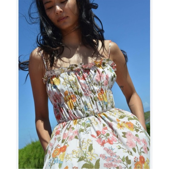 Coco Shop Dresses & Skirts - COCO SHOP Multi Floral Shirred Pocket Spaghetti Strap Maxi Dress Sz S